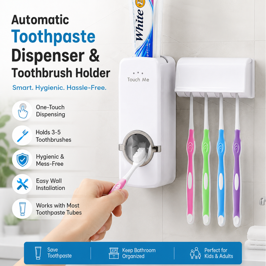Toothpaste Dispenser & Tooth Brush Holder