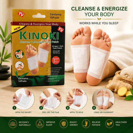 kinoki Cleansing Detox Foot Pads, Ginger & salt Foot Patch -10pcs (Free Size, White)